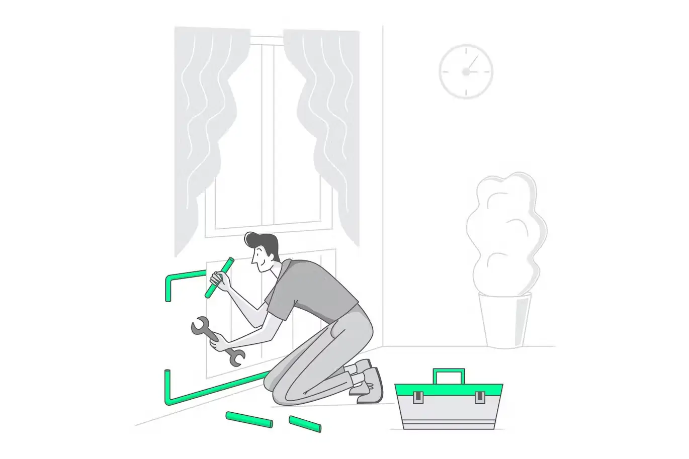 Man is Repairing a Closet 3 man is repairing illustrations02