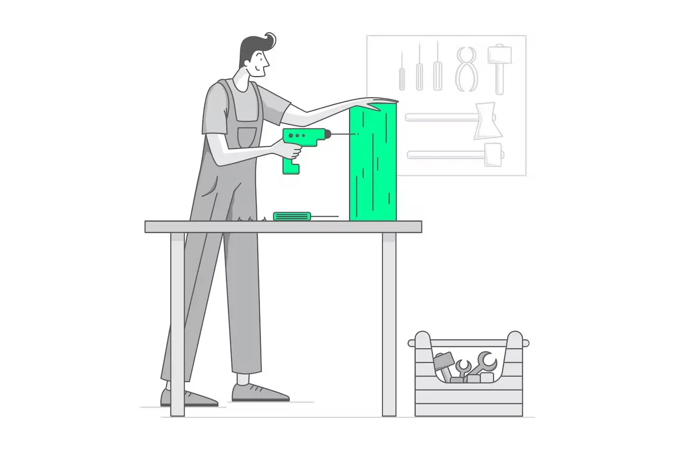 Man is Repairing a Closet 10 man is repairing illustrations11