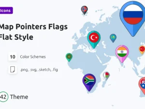 map pointers flags flat style01