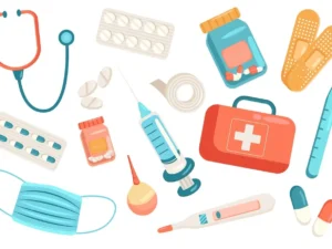 medicine cute elements isolated set1