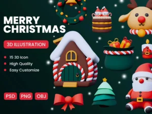 merry christmas 3d icon1