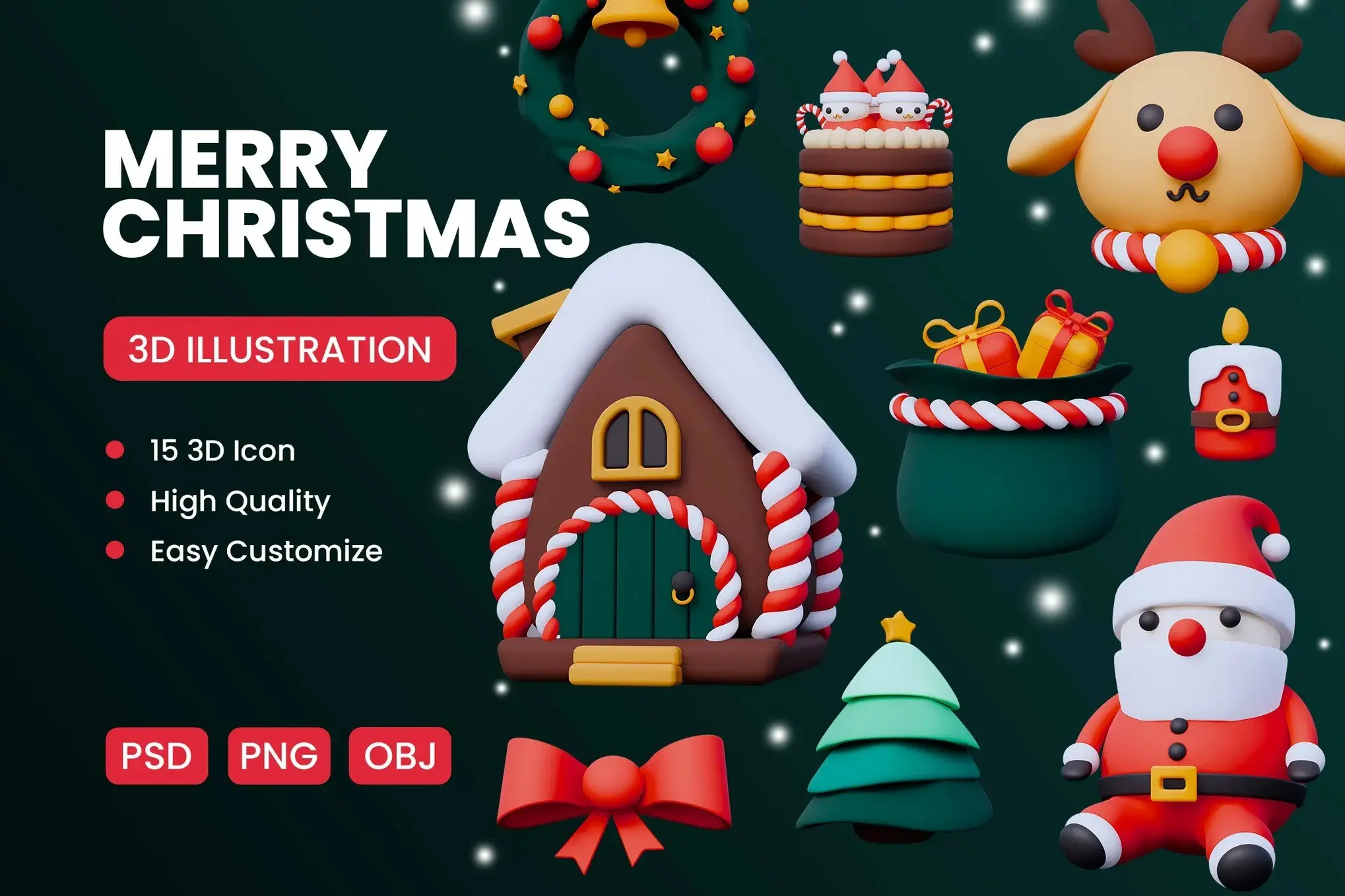 Merry Christmas 3D Icon