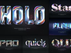 metal holographic text effects