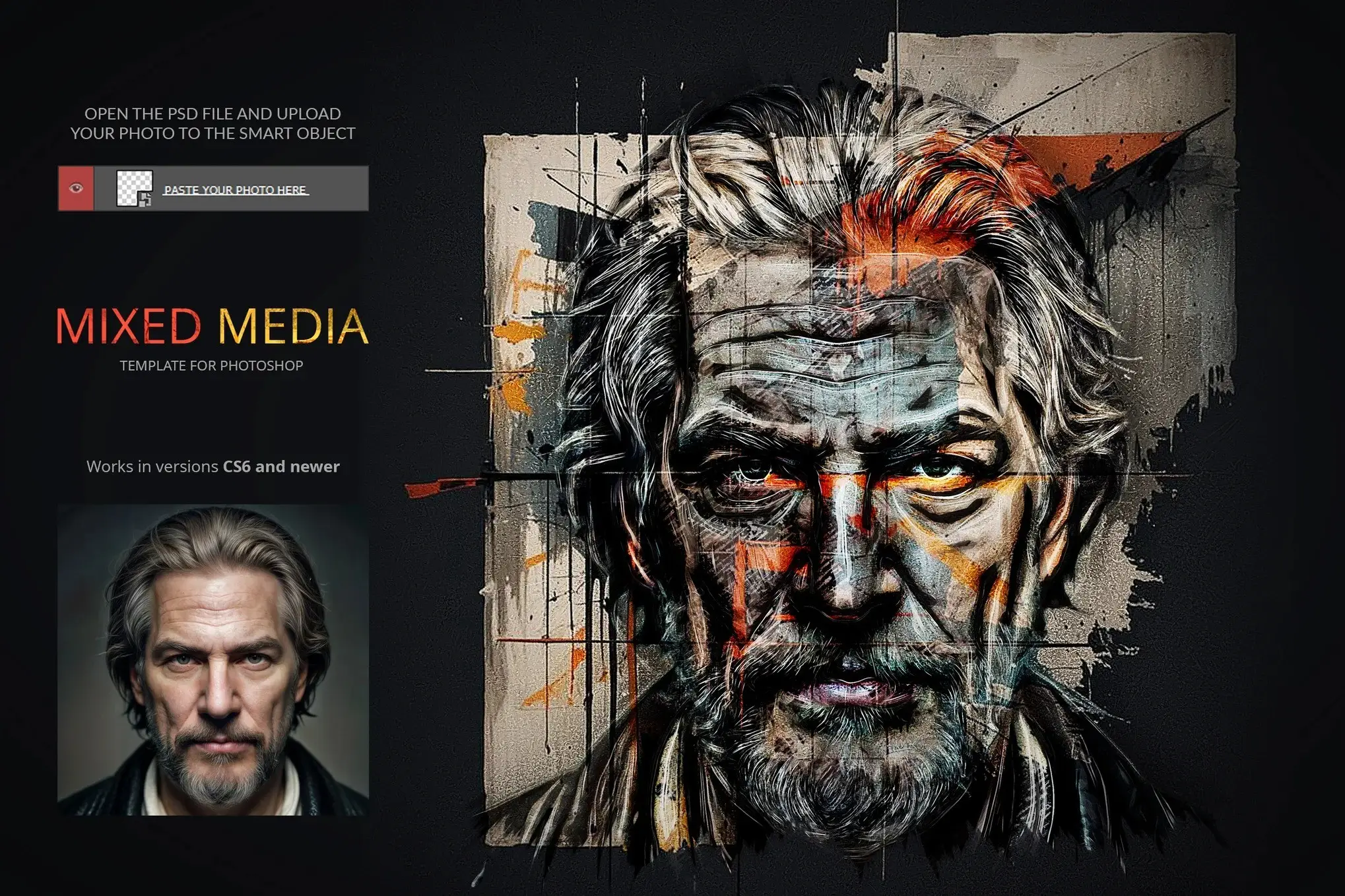 Mixed Media Template for Photoshop