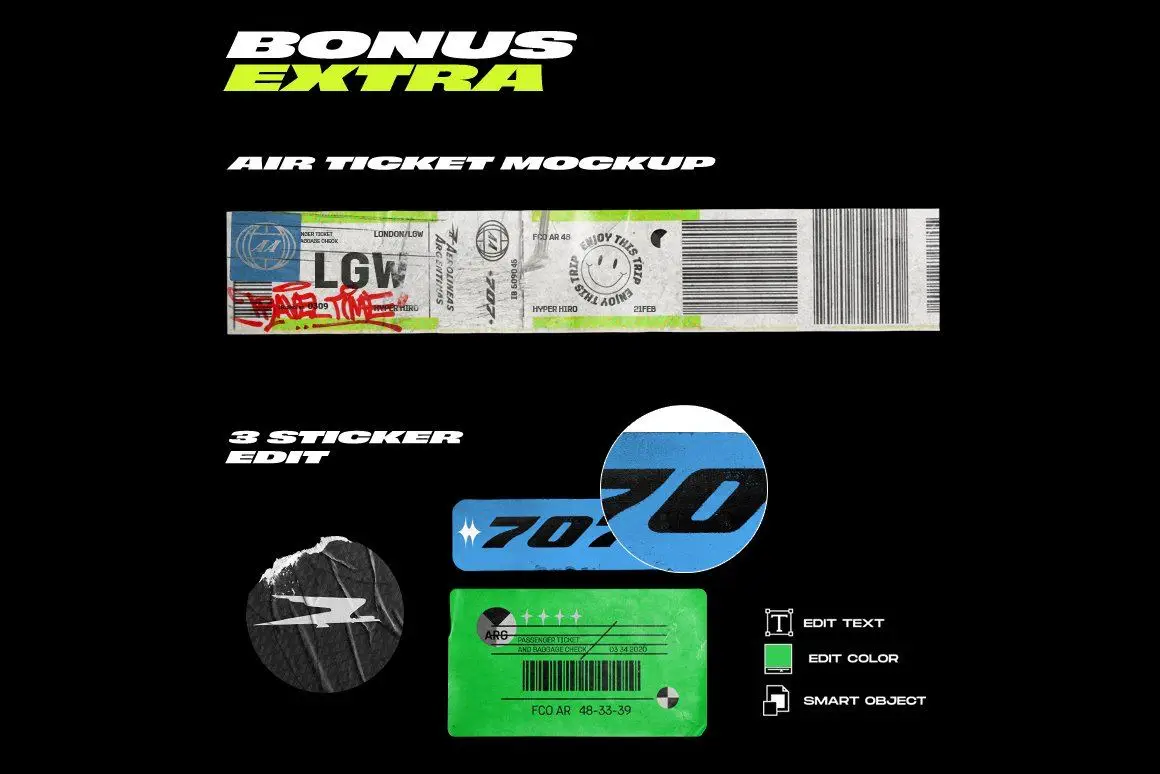 Adobe Photoshop Instagram Templates Bundle - 4 Items 3 mockup boarding pass by hyper hiro in templates 1