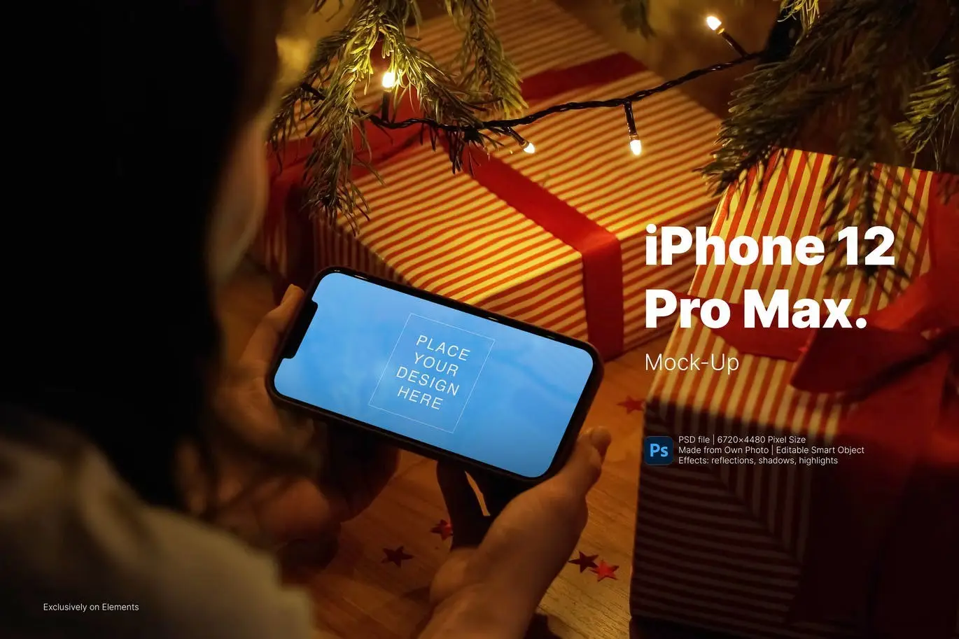 Mockup Christmas Edition: Phone on decorated table 4 mockup christmas edition3