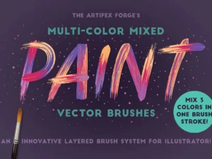 multi color mixed paint brushes01