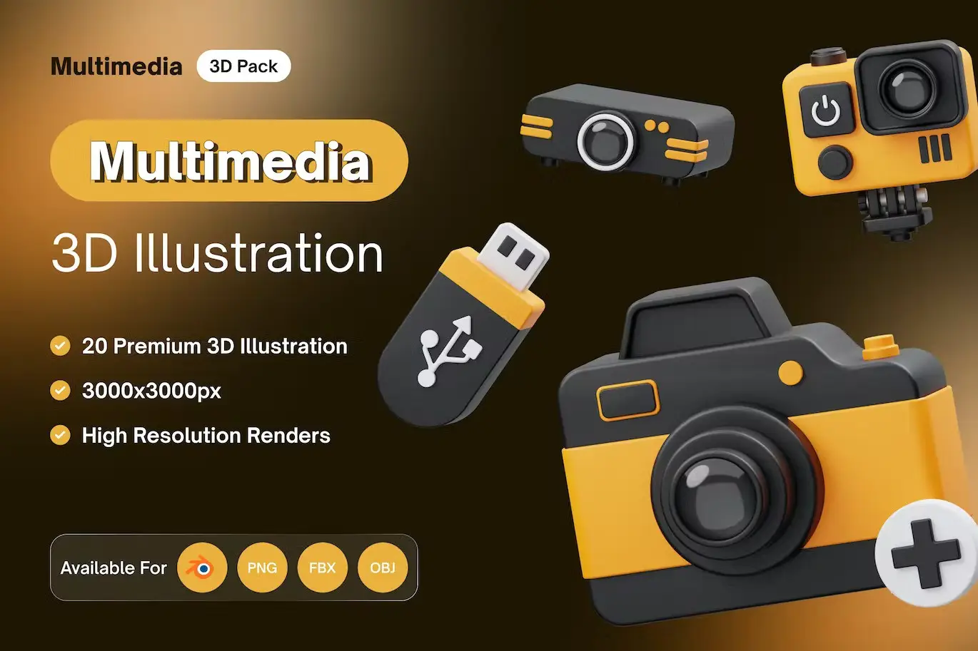 Multimedia 3D Icon