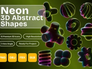 neon 3d abstract shapes1