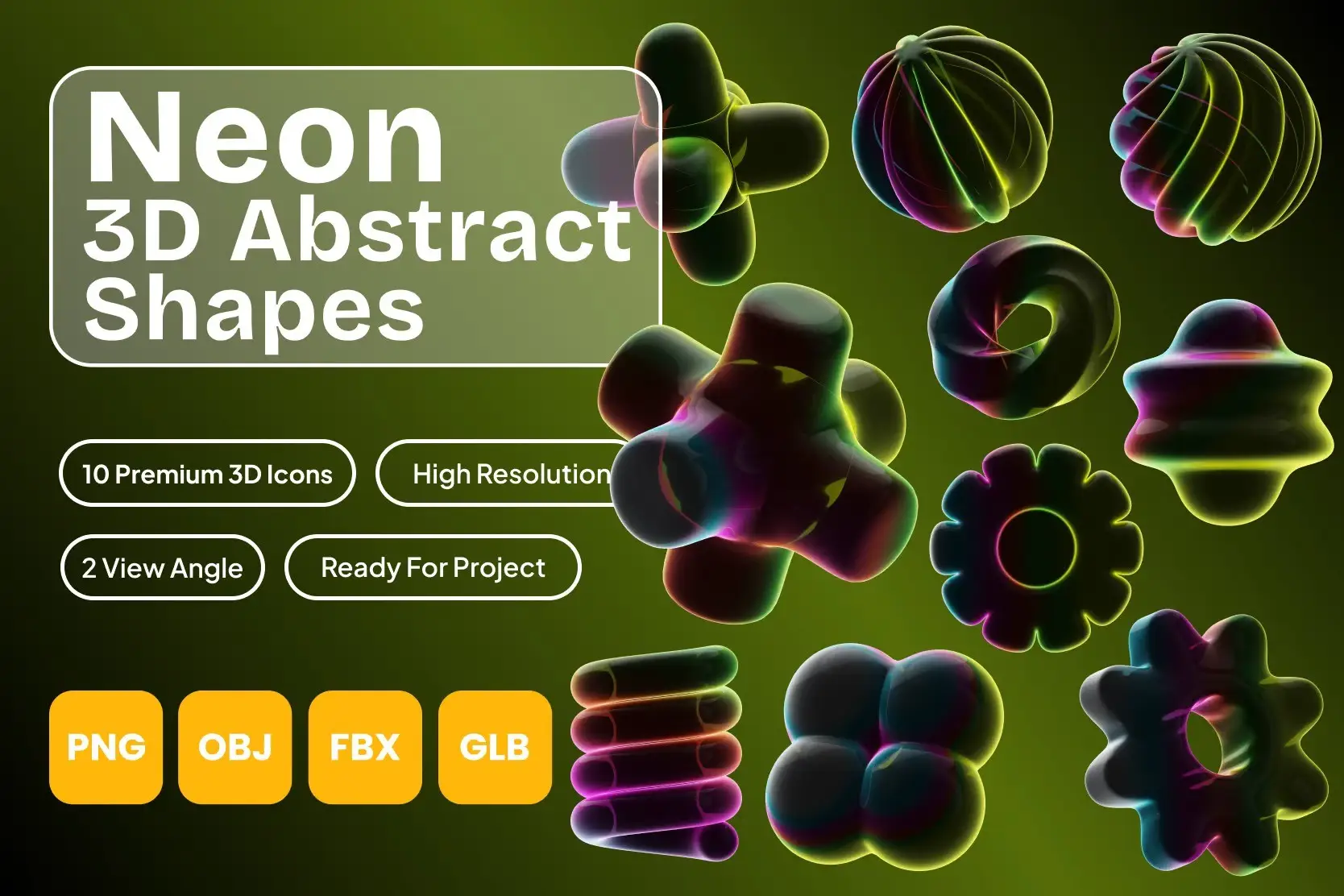 Neon 3D Abstract Shapes