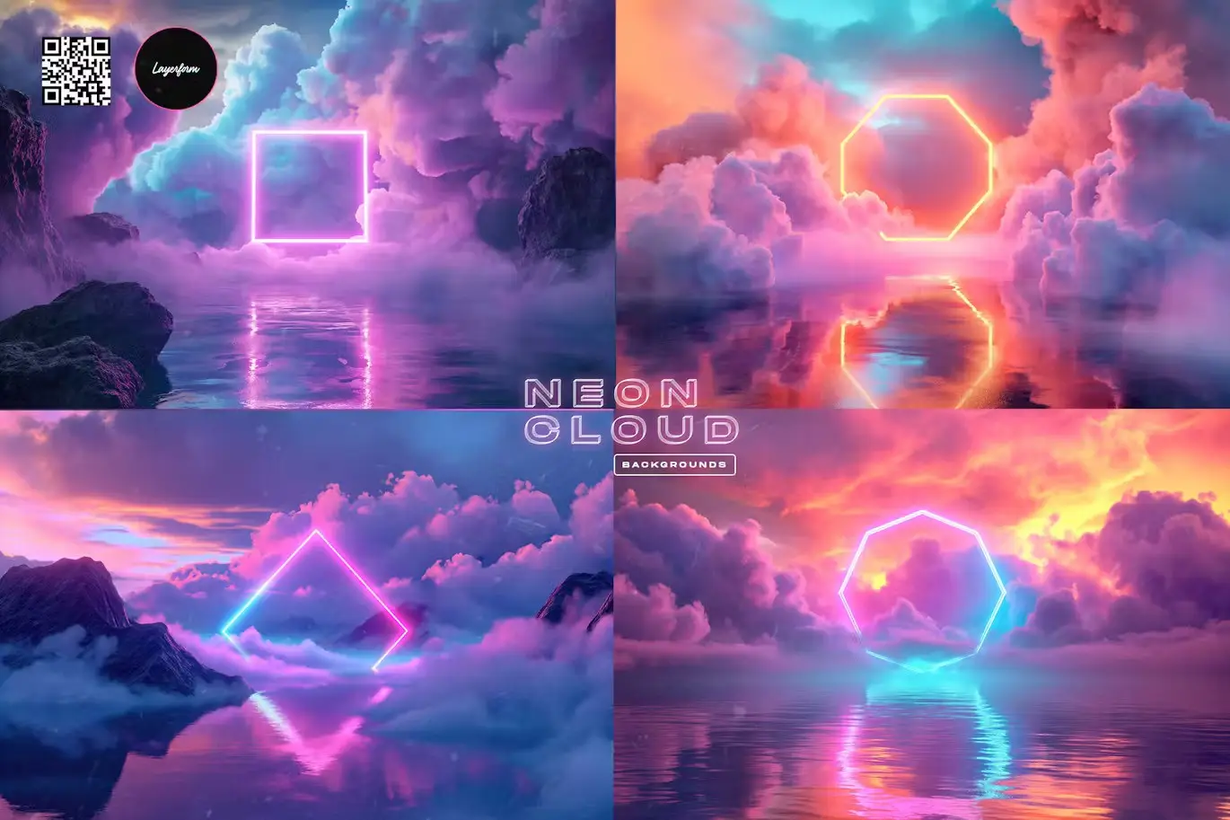 Neon Clouds Background Pack