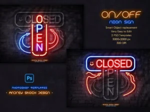 neon on off switch light photoshop template4