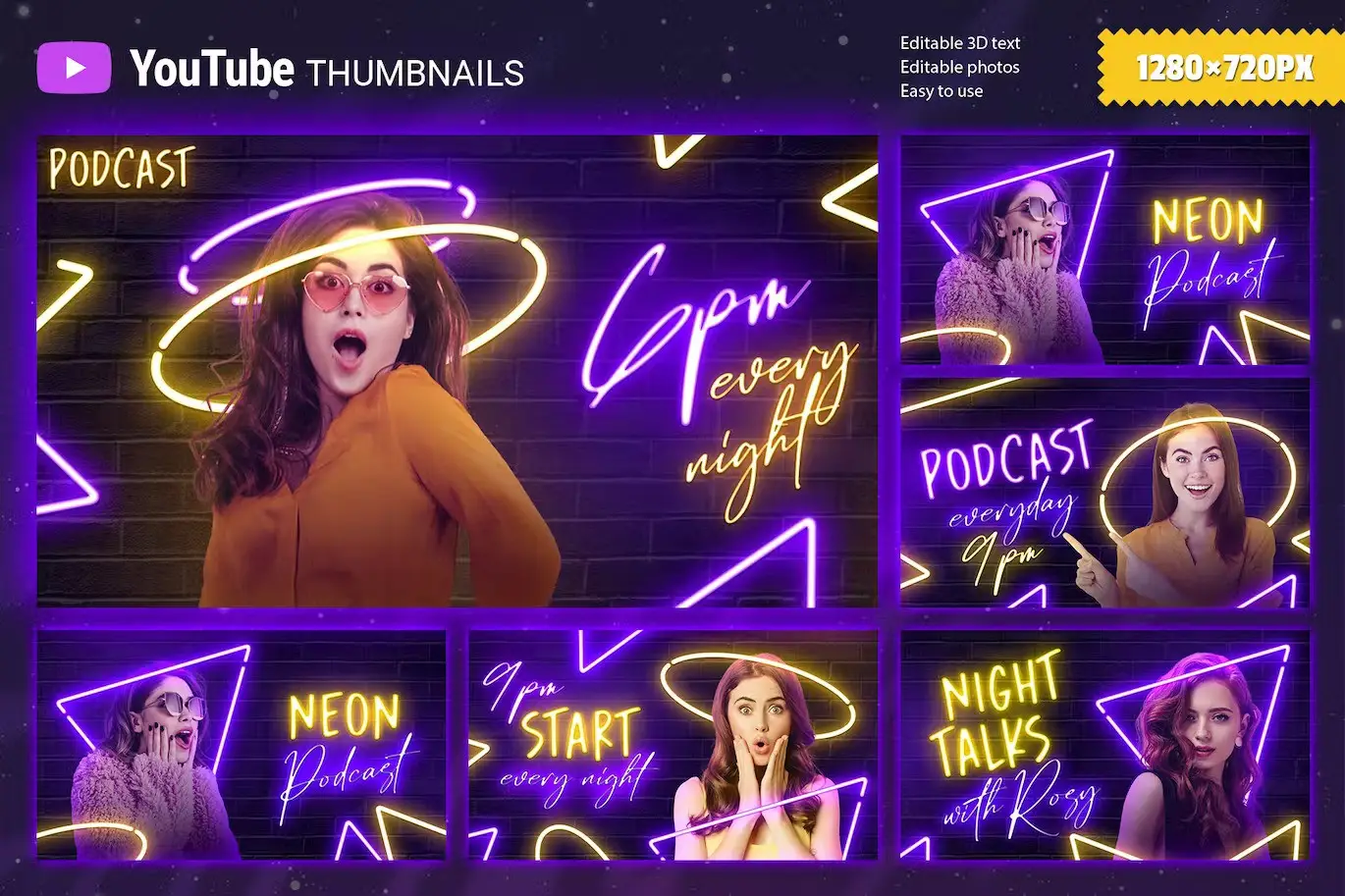 Neon YouTube Thumbnails