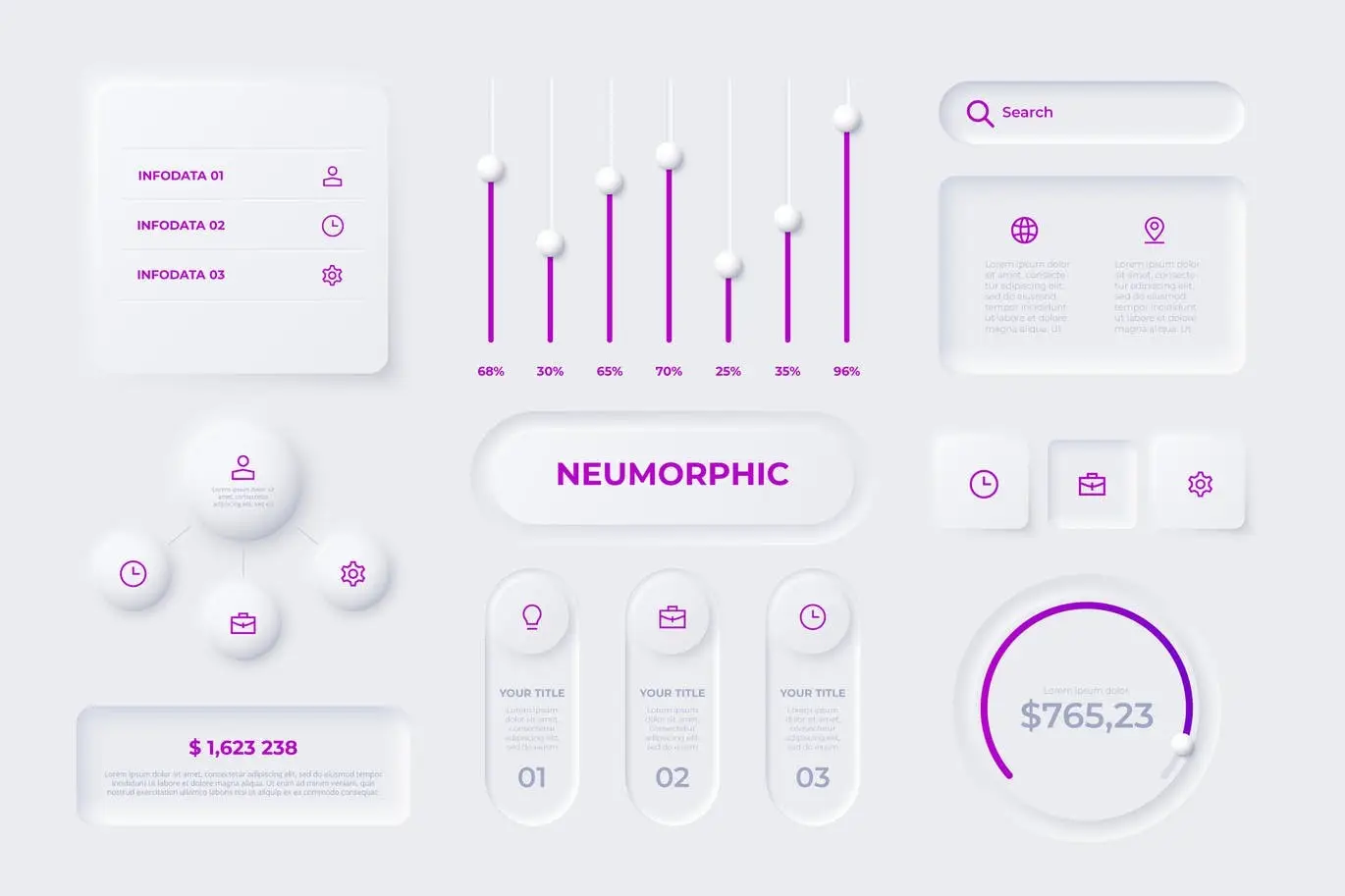 Neumorphic Infographic Elements 3 neumorphic infographic elements3