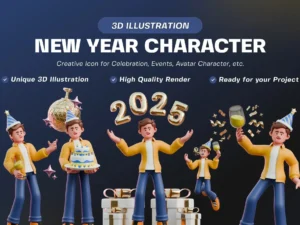 new year character 3d illustration pack01