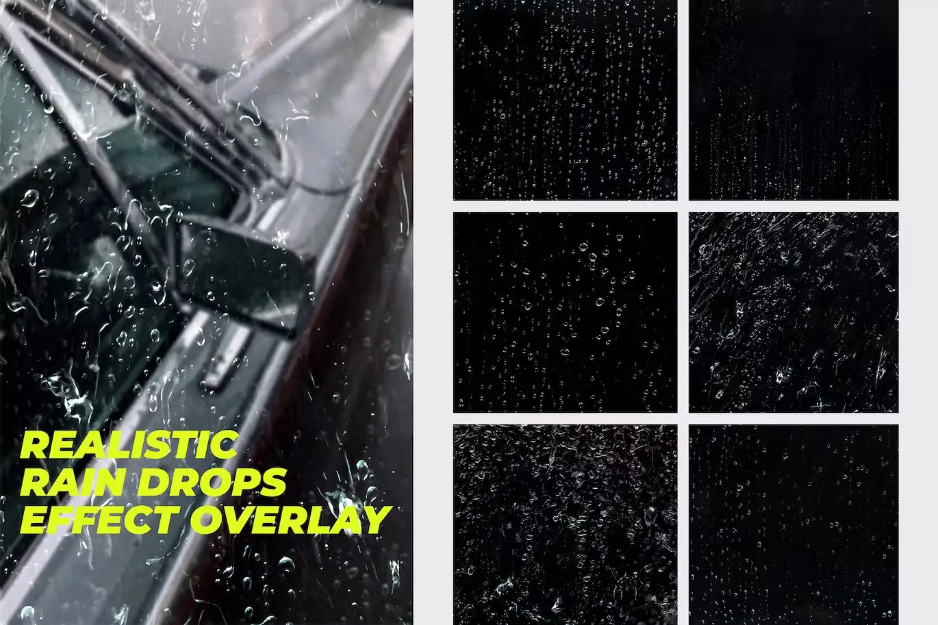 Pack of 15 Realistic Rain Drops Effect Overlays