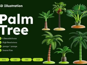 palm tree 3d icon set1