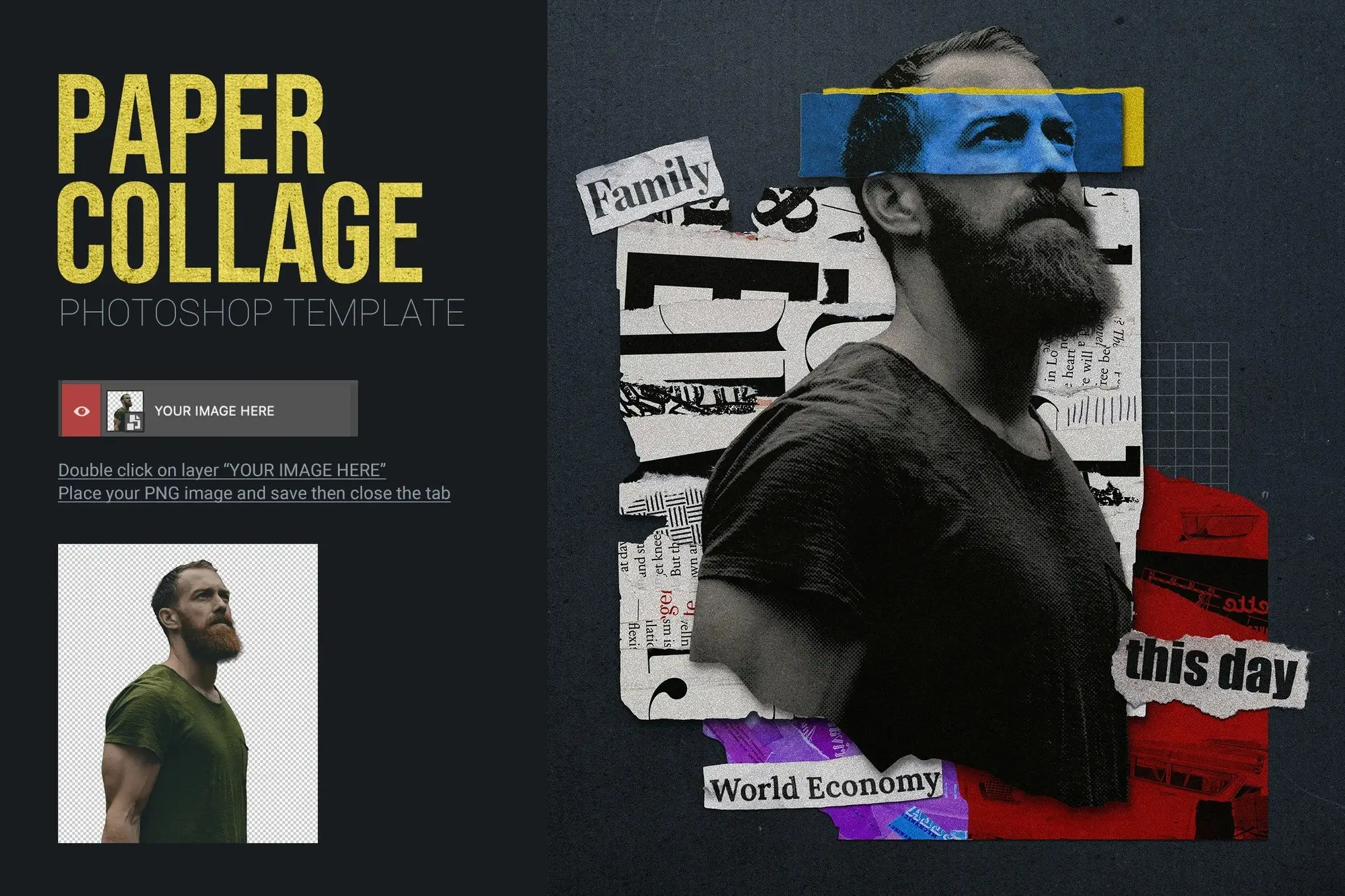 Paper Collage PSD Template