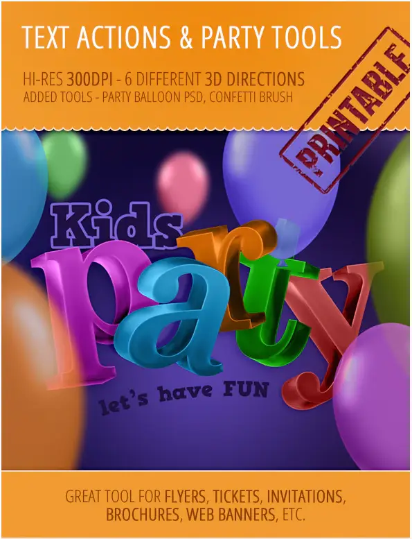 Party Tools Kit - 300 DPI Actions, PSD, Brush