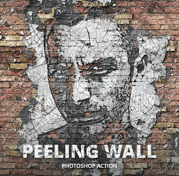 Peeling Wall Photoshop Action