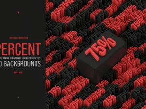 percent symbol number red black 3d geometric5
