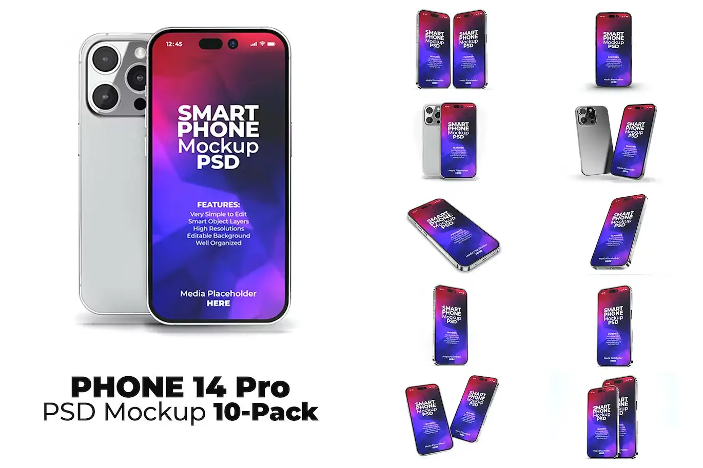 Phone 14 Pro App Promo Screen Mockup PSD Template