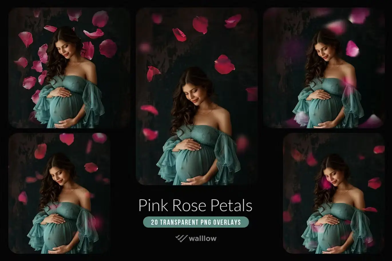 Pink Rose Flower Petals Transparent PNG Overlays