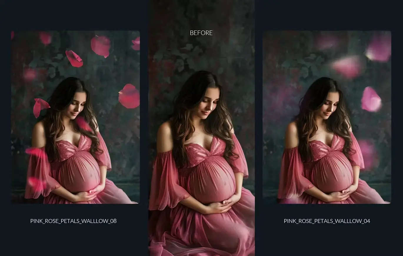 Pink rose flower petals transparent PNG overlays 3 pink rose flower petals transparent png overlays4
