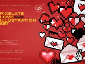 pixelate love illustration set1