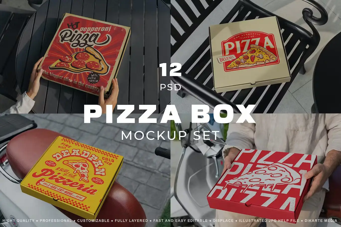Pizza Box Mockups Set