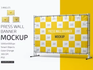 press wall banner mockup set1