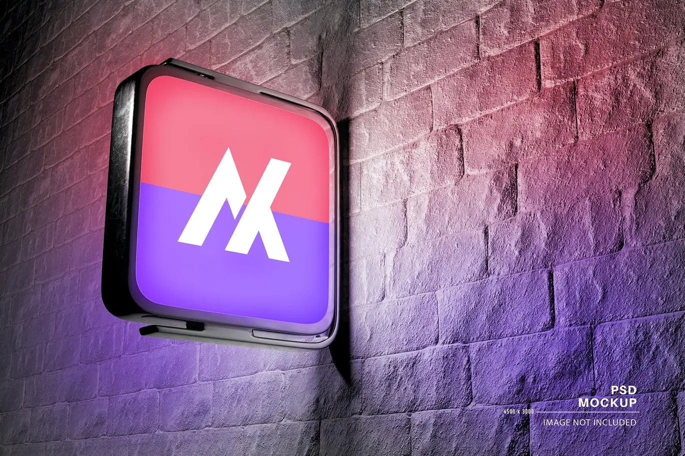 Logo Mockup Sign Box at Night Glow