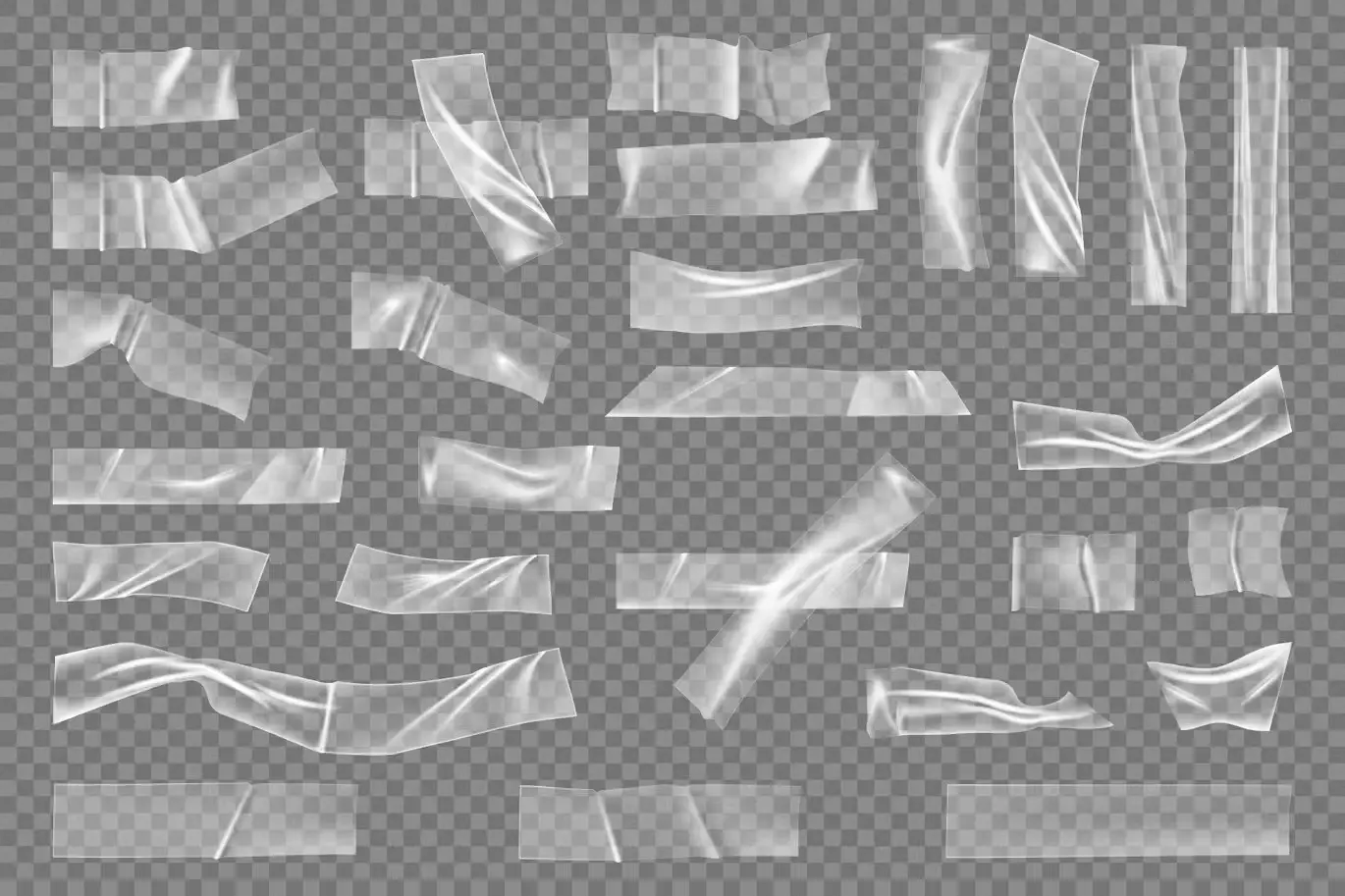 Realistic plastic strip with creased texture