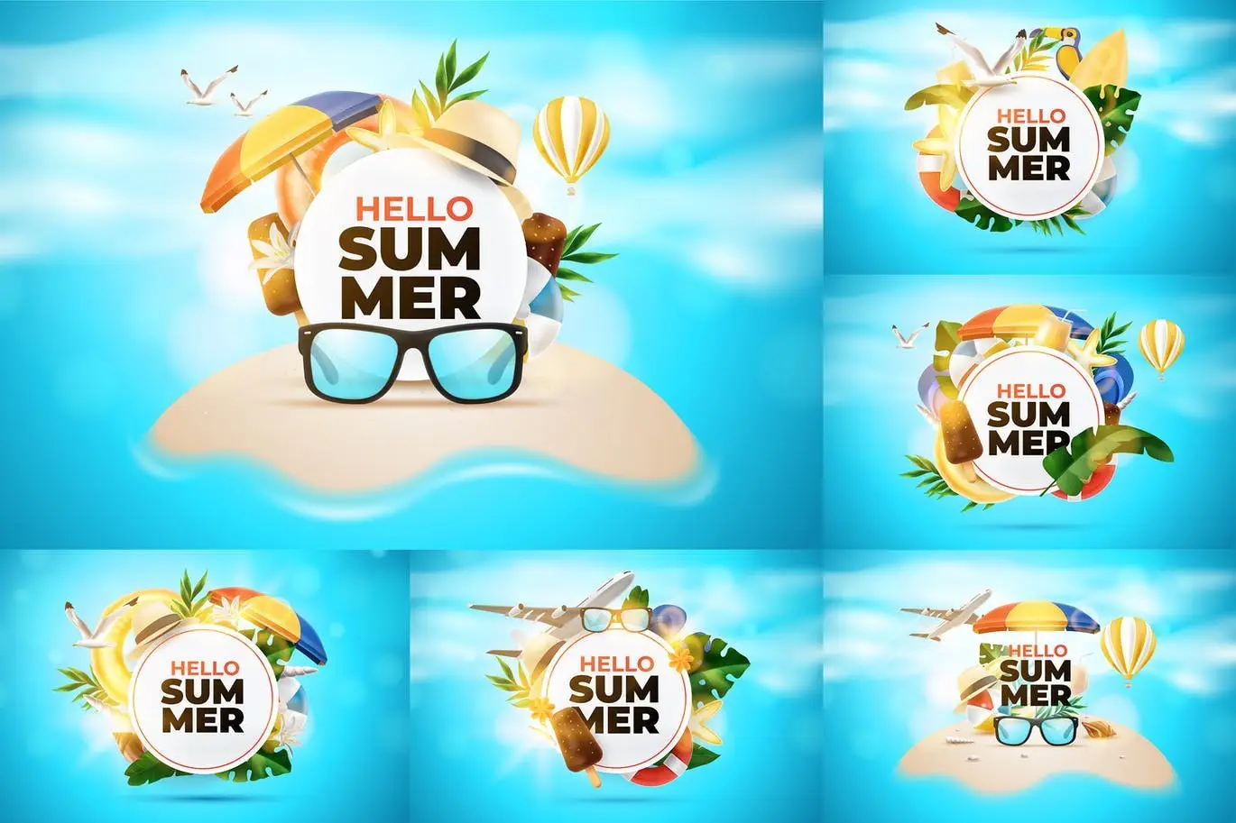 Realistic Summer Vacation Backgrounds