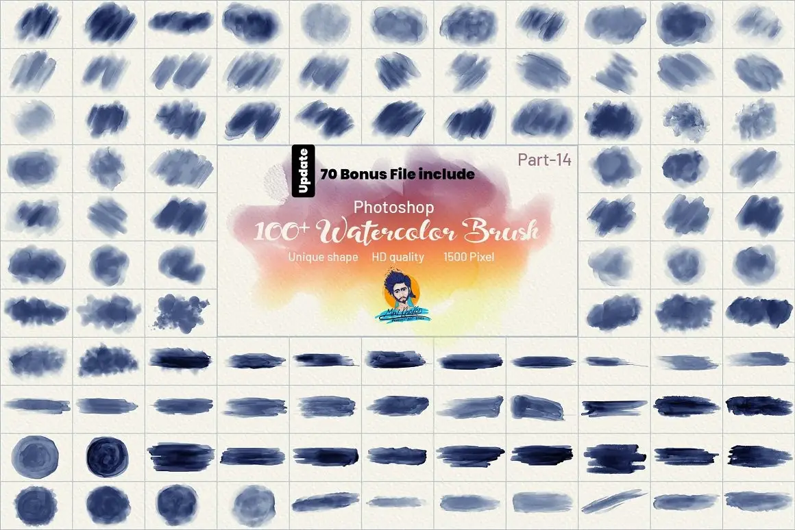 Realistic watercolor brushes