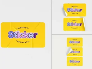 rectangle sticker mockup set1