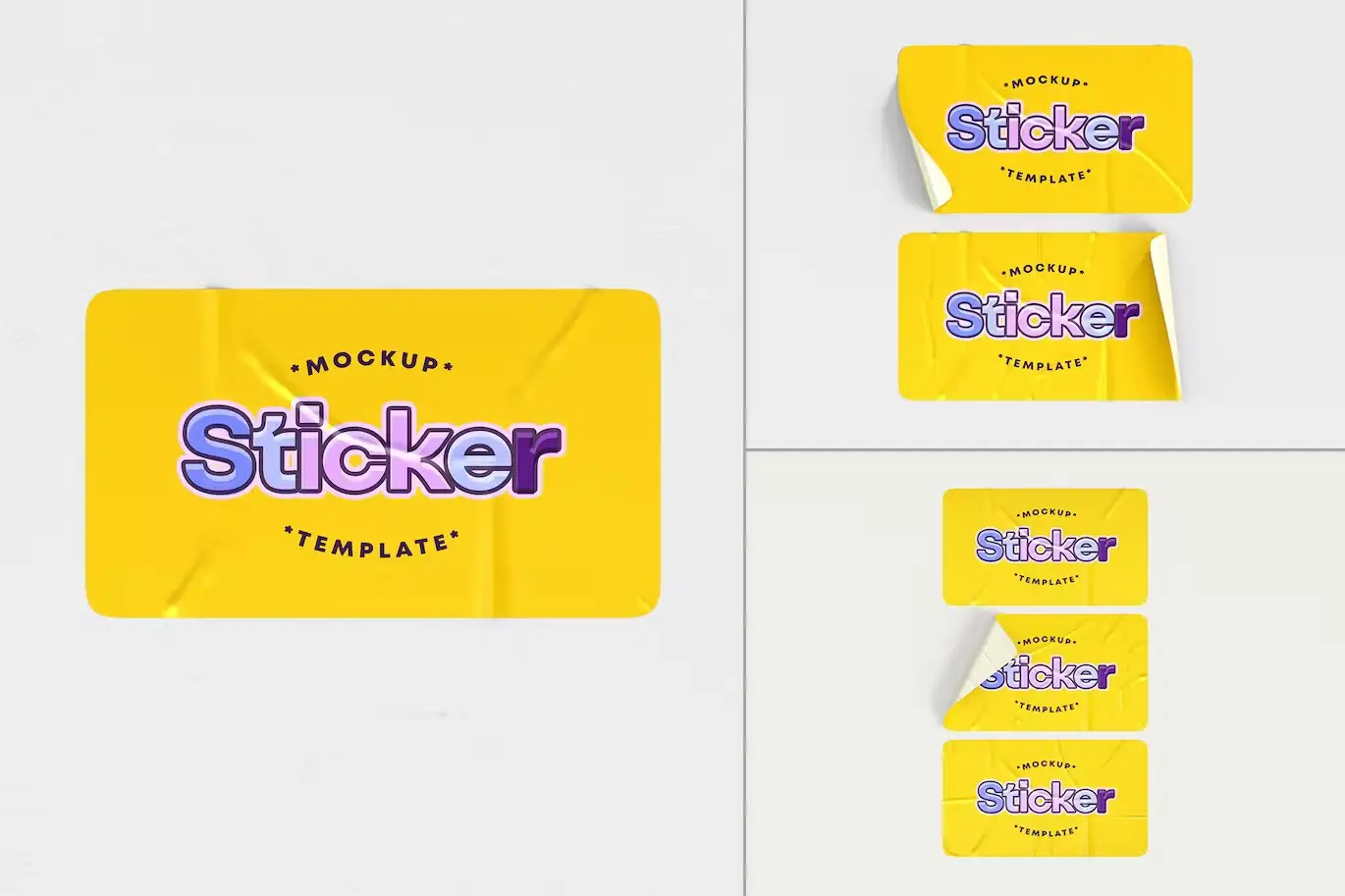 Rectangle Sticker Mockup Set