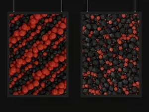 red black 3d shapes background icosa sphere04