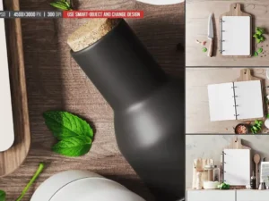 restaurant menu on cutting board mockup2jpeg