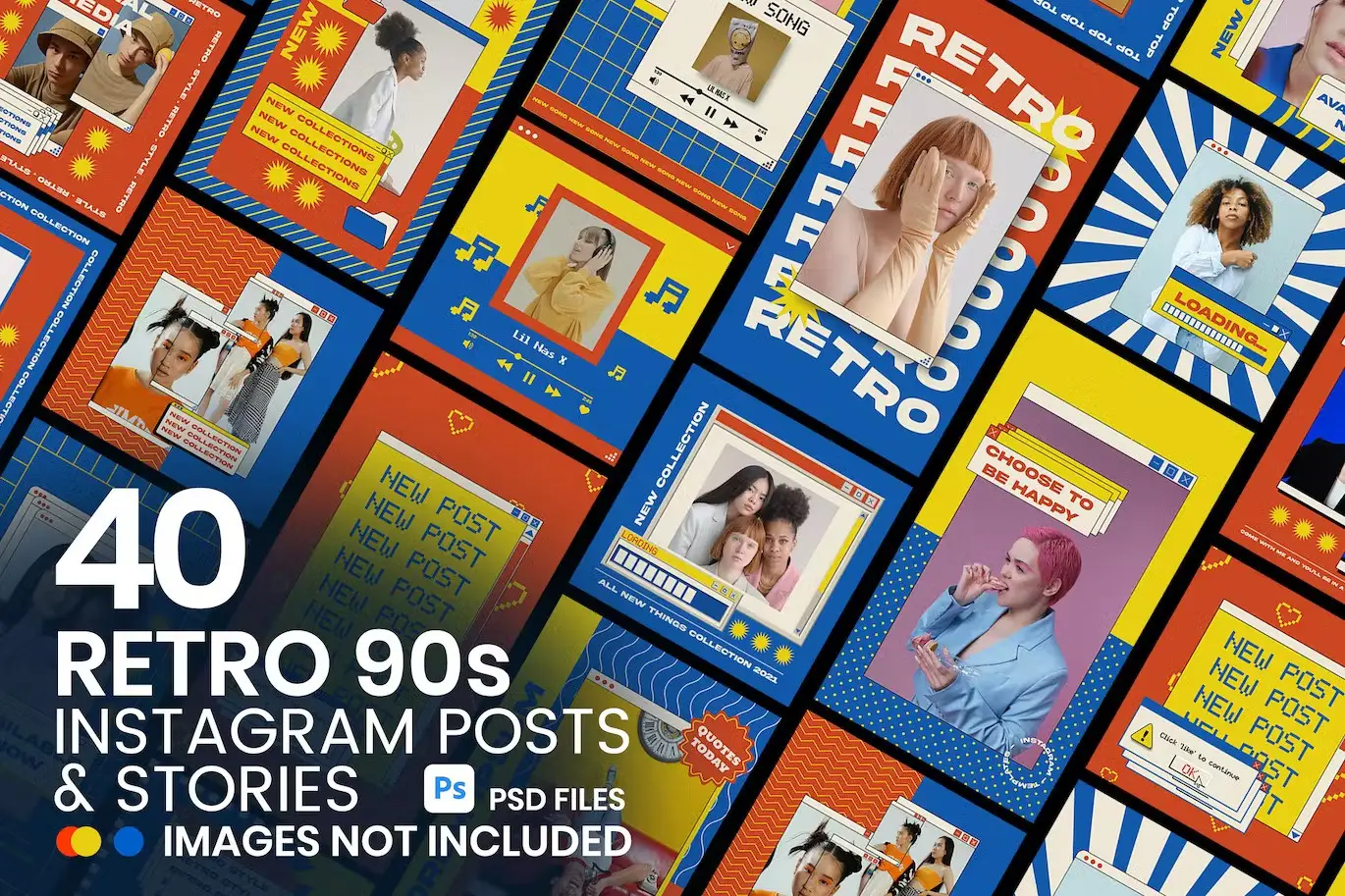 复古90年代Instagram帖子与故事