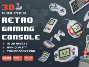 retro gaming console 3d icon pack1