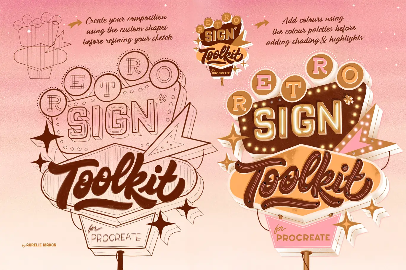 Retro Sign Toolkit 3 retro sign toolkit for procreate 2