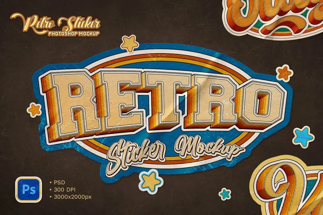 Retro Sticker Mockup