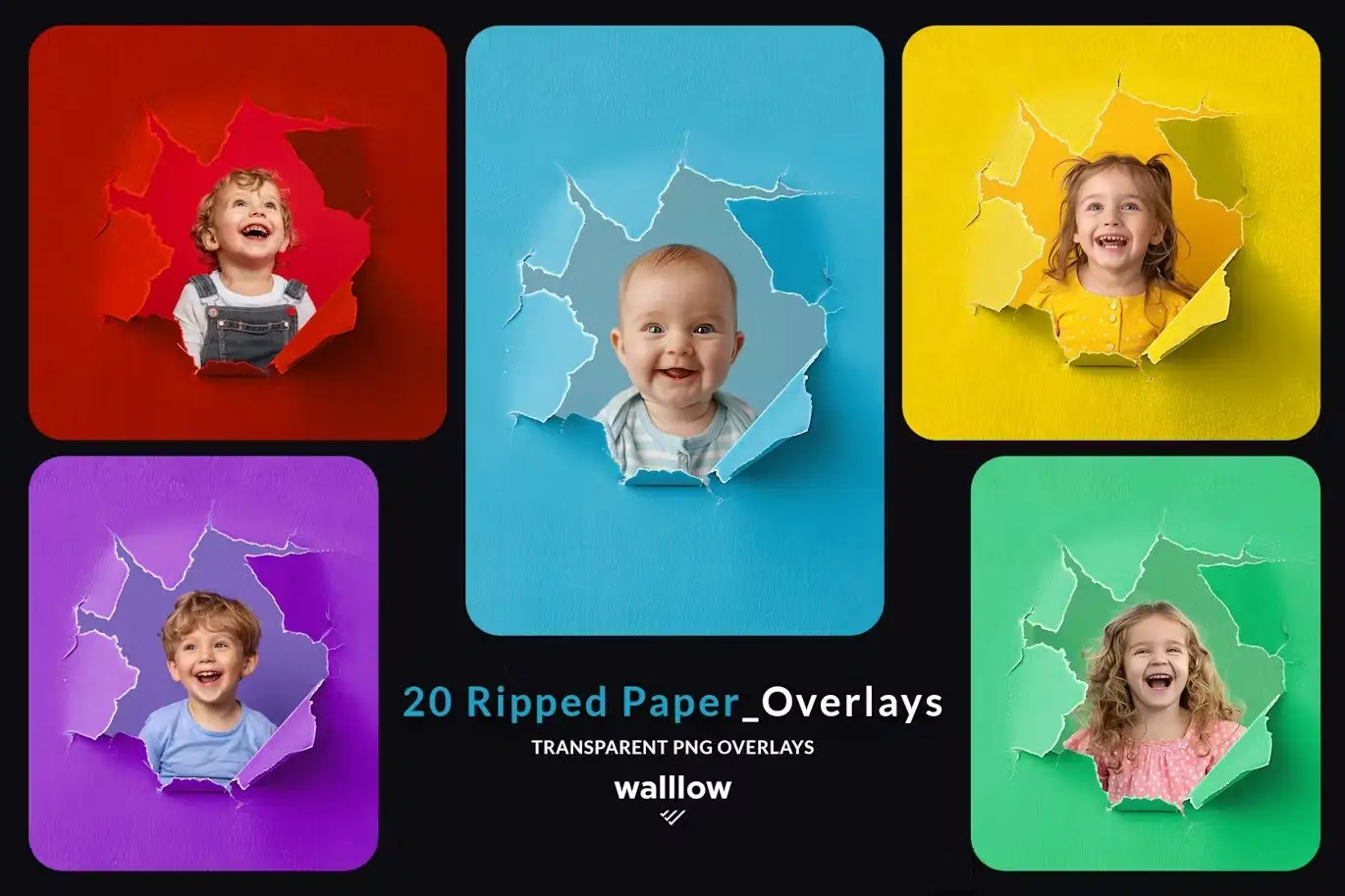 Ripped Paper PNG Transparent Photoshop Overlays