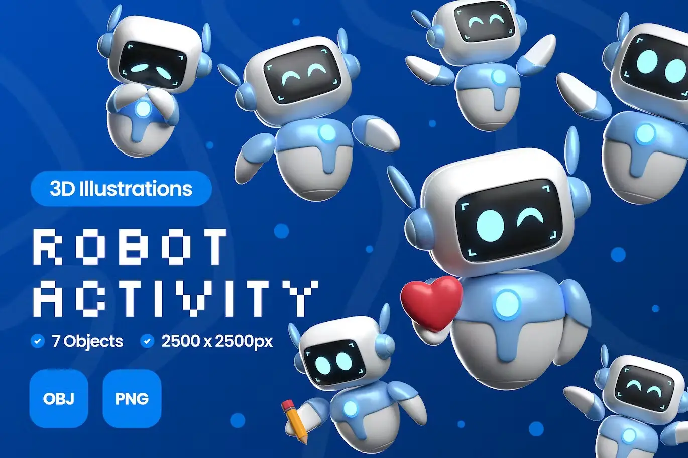 Robot Activity 3D Illustrations