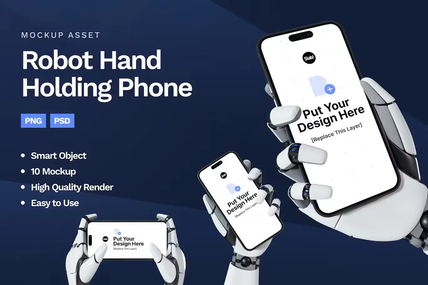 Robot Hand Holding Phone Mockup