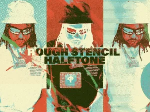 rough stencil halftone action effect1