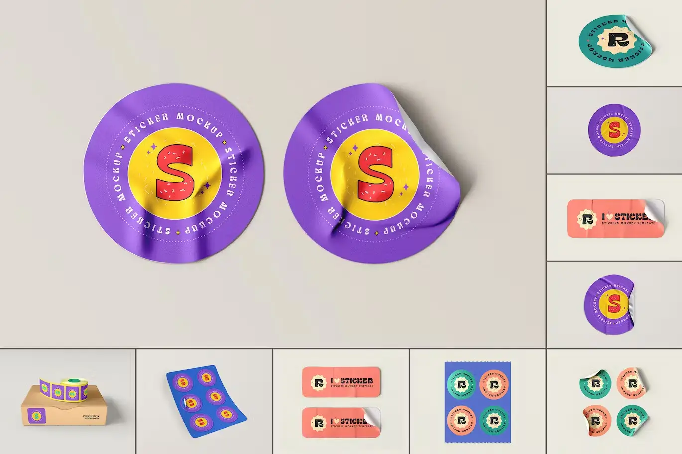 Round Sticker Psd Mockups Pack