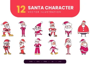 santa character illustration set collection1