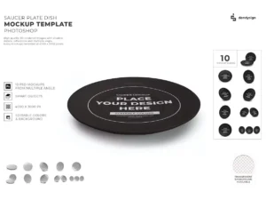 saucer plate dish mockup template set01